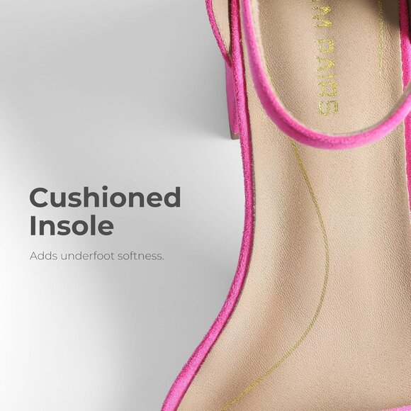 Dream Pairs Women's Fuchsia Suede Chunky Block Heel Ankle Strap Sandals Shoes - Picture 5 of 8